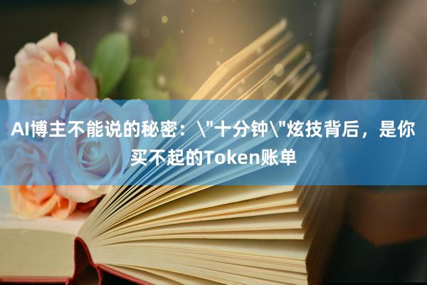 AI博主不能说的秘密：＂十分钟＂炫技背后，是你买不起的Token账单