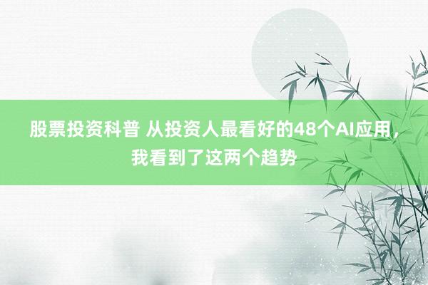股票投资科普 从投资人最看好的48个AI应用，我看到了这两个趋势